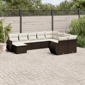 Set de sofás de jardín 10 pzas y cojines ratán sintético marrón by , Modular outdoor sofas - Ref: Foro24-3221862, Price: 667,...