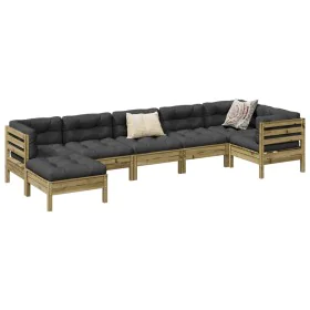 Set de sofás jardín 7 pzas con cojines madera pino impregnada de , Conjuntos de jardín - Ref: Foro24-3299551, Precio: 631,34 ...