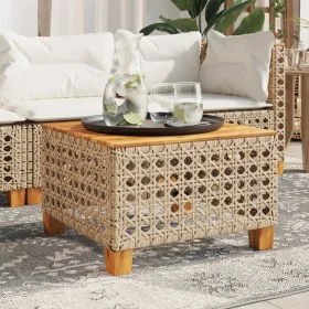 Mesa de jardín ratán sintético madera acacia beige 55x55x36 cm de , Mesas de jardín - Ref: Foro24-365931, Precio: 65,62 €, De...
