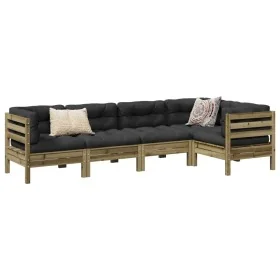 Set de sofás jardín 5 pzas con cojines madera pino impregnada de , Conjuntos de jardín - Ref: Foro24-3299440, Precio: 489,83 ...