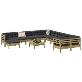 Set de sofás jardín 12 pzas con cojines madera pino impregnada de , Conjuntos de jardín - Ref: Foro24-3299657, Precio: 1,00 €...