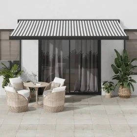 Toldo retráctil aluminio y tela gris antracita y blanco 4x3 m by , Awnings - Ref: Foro24-3216140, Price: 744,38 €, Discount: %