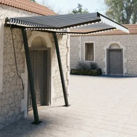 Toldo automático con LED sensor de viento azul y blanco 3x2,5 m de , Toldos - Ref: Foro24-3070111, Precio: 541,74 €, Descuent...