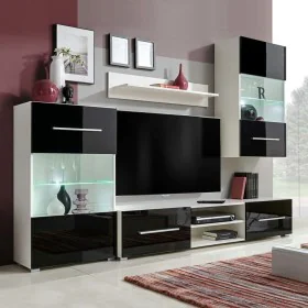 Vitrina de pared de TV iluminación LED 4 pzas negro alto brillo de , Muebles TV - Ref: Foro24-242573, Precio: 487,06 €, Descu...