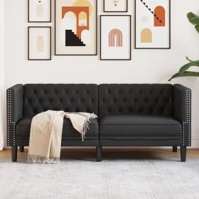 Sofá Chesterfield de 2 plazas cuero artificial negro de , Sofás - Ref: Foro24-372659, Precio: 240,23 €, Descuento: %