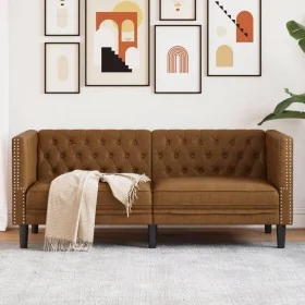 Sofá Chesterfield de 2 plazas piel de ante sintético marrón de , Sofás - Ref: Foro24-372665, Precio: 271,60 €, Descuento: %