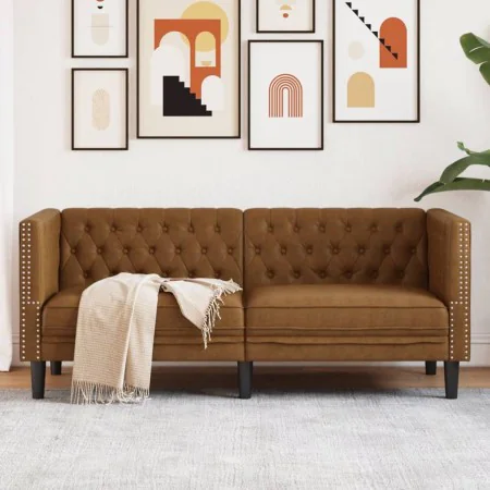 Sofá Chesterfield de 2 plazas piel de ante sintético marrón by , Sofas - Ref: Foro24-372665, Price: 271,60 €, Discount: %