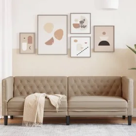Sofá Chesterfield de 3 plazas cuero artificial marrón capuchino de , Sofás - Ref: Foro24-372671, Precio: 267,71 €, Descuento: %