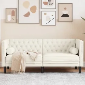 Sofá Chesterfield 2 plazas con cojines terciopelo blanco crema de , Sofás - Ref: Foro24-372690, Precio: 301,10 €, Descuento: %