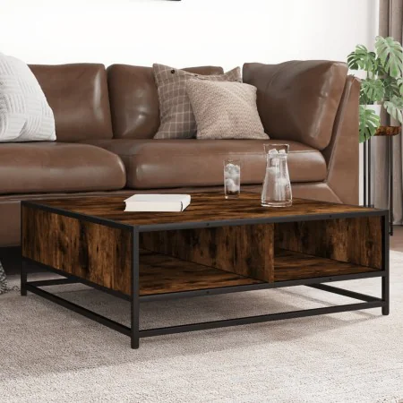 Mesa de centro madera ingeniería metal roble ahumado 80x80x30cm de , Mesas de centro - Ref: Foro24-848771, Precio: 64,71 €, D...