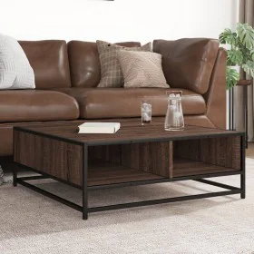Mesa de centro madera ingeniería metal marrón roble 80x80x30 cm by , Coffee table - Ref: Foro24-848773, Price: 63,92 €, Disco...
