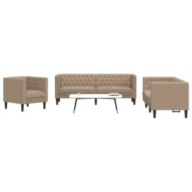 Juego de sofás Chesterfield 3 piezas cuero sintético capuchino by , Sofas - Ref: Foro24-3209272, Price: 699,07 €, Discount: %