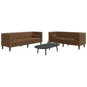 Set de sofás Chesterfield y cojines 2 pzs ante sintético marrón von , Sofas - Ref: Foro24-3209300, Preis: 692,41 €, Rabatt: %