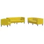 Set de sofás Chesterfield y cojines 3 pzas terciopelo amarillo de , Sofás - Ref: Foro24-3209287, Precio: 775,25 €, Descuento: %