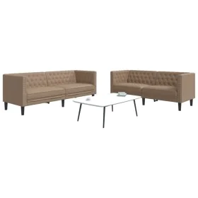 Juego de sofás Chesterfield 2 piezas cuero sintético capuchino de , Sofás - Ref: Foro24-3209279, Precio: 564,71 €, Descuento: %