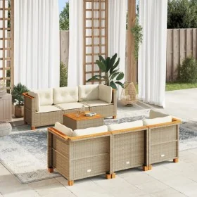 Set sofás de jardín 7 piezas y cojines ratán sintético beige de , Conjuntos de jardín - Ref: Foro24-3261739, Precio: 564,76 €...