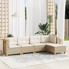 Juego de sofás jardín con cojines 5 pzas ratán sintético beige by , Garden sets - Ref: Foro24-3261787, Price: 394,13 €, Disco...