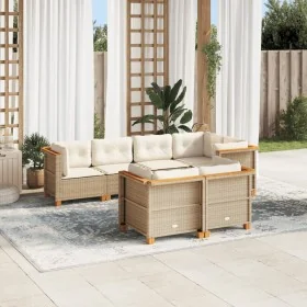 Set sofás de jardín 7 piezas y cojines ratán sintético beige de , Conjuntos de jardín - Ref: Foro24-3261883, Precio: 605,58 €...