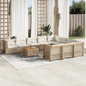 Set de sofás de jardín 11pzas con cojines ratán sintético beige de , Conjuntos de jardín - Ref: Foro24-3262042, Precio: 917,6...