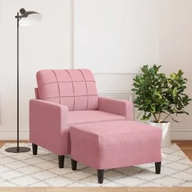 Sillón con taburete terciopelo rosa 60 cm de , Sofás - Ref: Foro24-3278260, Precio: 209,14 €, Descuento: %