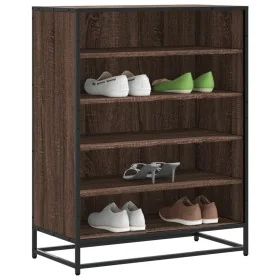 Zapatero de madera y metal marrón roble 75x38x97,5 cm de , Zapateros y organizadores de calzado - Ref: Foro24-3300874, Precio...