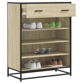 Zapatero de madera y metal roble Sonoma 75x38x97,5 cm de , Zapateros y organizadores de calzado - Ref: Foro24-3300876, Precio...