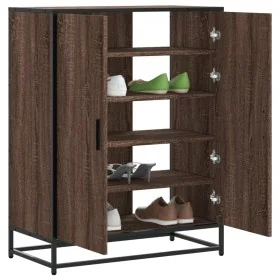 Zapatero de madera y metal marrón roble 75x38x97,5 cm de , Zapateros y organizadores de calzado - Ref: Foro24-3300869, Precio...