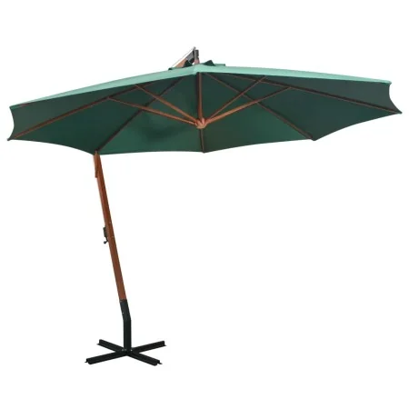 Sombrilla colgante con palo de madera verde 350 cm de , Sombrillas - Ref: Foro24-42965, Precio: 230,57 €, Descuento: %