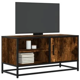Mueble TV metal y madera ingeniería roble humo 80x34,5x40 cm de , Muebles TV - Ref: Foro24-848821, Precio: 63,66 €, Descuento: %