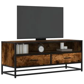 Mueble TV metal y madera ingeniería roble ahumado 100x34,5x40cm by , TV Furniture - Ref: Foro24-848816, Price: 85,18 €, Disco...