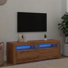 Mueble de TV luces LED madera roble artisan 120x35x40 cm de , Muebles TV - Ref: Foro24-856320, Precio: 101,95 €, Descuento: %