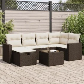 Juego de sofás de jardín 7 piezas con cojines ratán PE marrón by , Garden sets - Ref: Foro24-3325399, Price: 462,33 €, Discou...