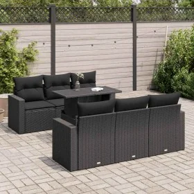 Set de sofás de jardín 7 pzas con cojines ratán sintético negro de , Conjuntos de jardín - Ref: Foro24-3326256, Precio: 571,0...