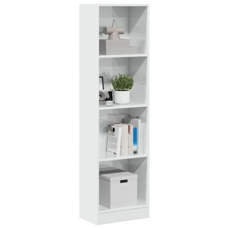 Estantería madera de ingeniería blanco brillo 40x24x143 cm de , Librerías y estanterías - Ref: Foro24-858304, Precio: 66,17 €...