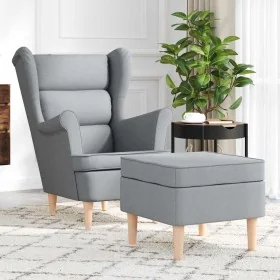 Sillón con reposapiés tela gris claro de , Sillones - Ref: Foro24-3307989, Precio: 295,68 €, Descuento: %