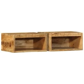 Muebles de TV de pared 2 uds madera maciza de mango rugosa de , Almacenamiento para CD y DVD - Ref: Foro24-4017470, Precio: 9...