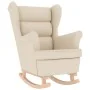 Silla mecedora de lino blanco 74x90x102 cm de , Sillones - Ref: Foro24-4016931, Precio: 218,63 €, Descuento: %