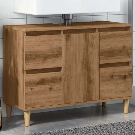 Mueble de lavabo madera ingeniería roble artisan 80x33x60 cm de , Tocadores de baño - Ref: Foro24-857127, Precio: 95,32 €, De...
