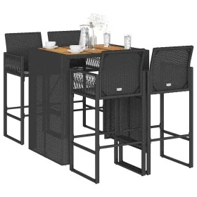 Set bar jardín sin cojines 5 pzas ratán sintético acacia negro by , Garden sets - Ref: Foro24-3328886, Price: 506,18 €, Disco...