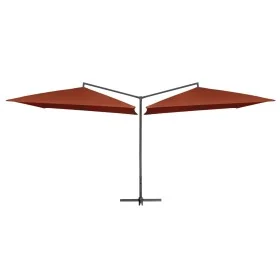 Sombrilla doble de jardín palo de acero terracota 250x250 cm de , Sombrillas - Ref: Foro24-47325, Precio: 134,01 €, Descuento: %