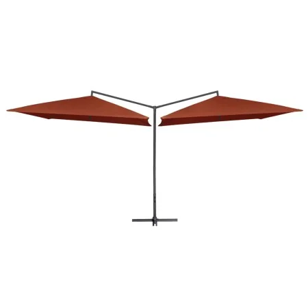 Sombrilla doble de jardín palo de acero terracota 250x250 cm de , Sombrillas - Ref: Foro24-47325, Precio: 134,01 €, Descuento: %