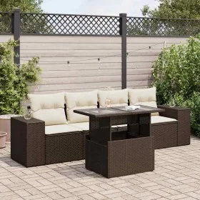 Set comedor de jardín 5 piezas y cojines ratán sintético marrón by , Garden sets - Ref: Foro24-3326724, Price: 386,40 €, Disc...