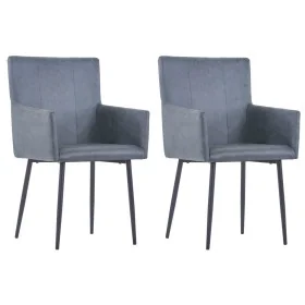 Sillas comedor reposabrazos 2 uds cuero ante sintética gris de , Sillas de comedor - Ref: Foro24-282058, Precio: 194,18 €, De...