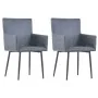 Sillas comedor reposabrazos 2 uds cuero ante sintética gris de , Sillas de comedor - Ref: Foro24-282058, Precio: 194,18 €, De...