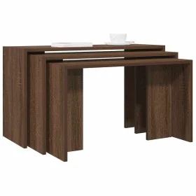 Mesas apilables 3 pzas madera contrachapada color roble marrón de , Mesas auxiliares - Ref: Foro24-858539, Precio: 61,56 €, D...