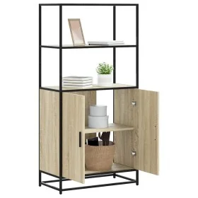Aparador alto madera de ingeniería y metal Sonoma 68x35x139 cm by , Sideboards - Ref: Foro24-849050, Price: 109,48 €, Discoun...
