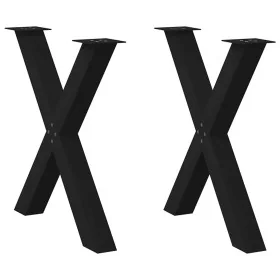 Patas para mesa de comedor en forma de X 2 uds acero negro de , Patas para mesas - Ref: Foro24-4012976, Precio: 103,39 €, Des...