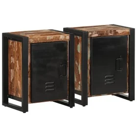 Mesitas de noche 2 uds multicolor madera maciza rugosa mango de , Mesitas de noche - Ref: Foro24-4013566, Precio: 219,70 €, D...