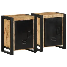 Mesitas de noche 2 piezas madera maciza rugosa mango de , Mesitas de noche - Ref: Foro24-4013564, Precio: 219,41 €, Descuento: %