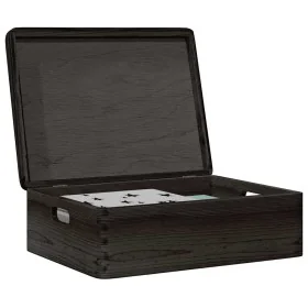 Caja de madera tapa y asas madera maciza pino negra 40x30x13 cm de , Cestas para almacenaje - Ref: Foro24-4017397, Precio: 28...